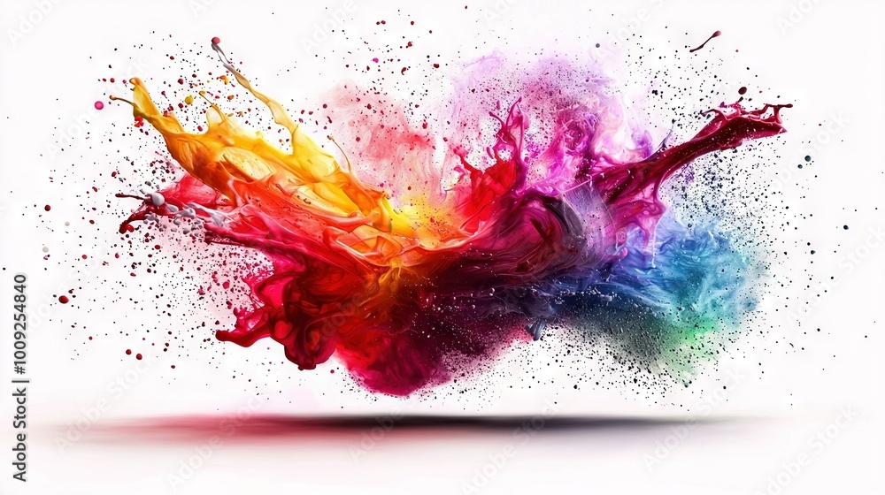 Multicolored object flying in the air with water droplets on bottom Multicolored object flying in the air with water droplets on bottom