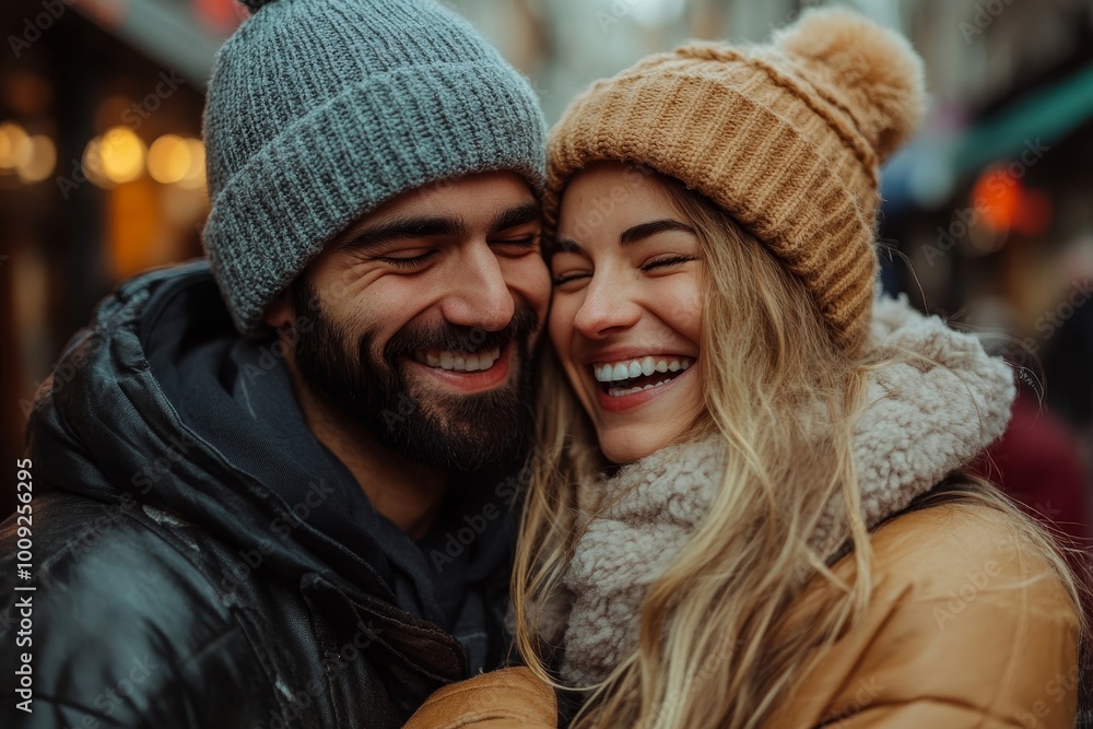 Affectionate couple sharing a tender moment on city steps, Generative AI Affectionate couple sharing a tender moment on city steps, Generative AI