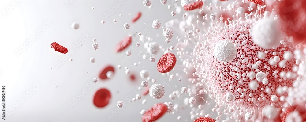 Immune Defense Mechanism - Detailed White Cells Interaction in Plasma Flow Illustrating Barrier for Health and Science Visuals Immune Defense Mechanism - Detailed White Cells Interaction in Plasma Flow Illustrating Barrier for Health and Science Visuals