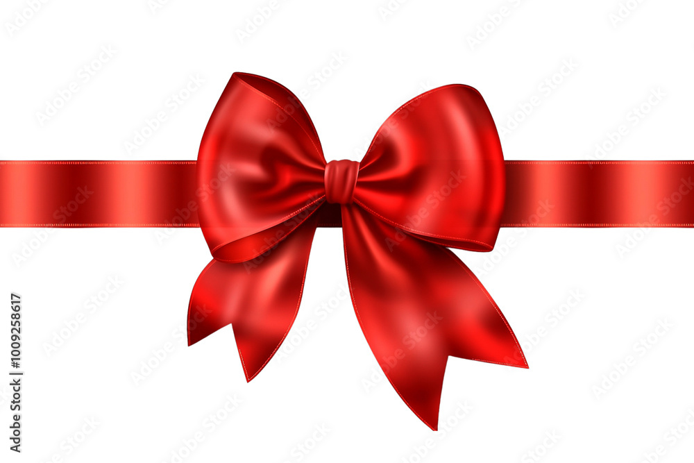 Red beautiful satin ribbon with a bow isolated on white, die cut transparent PNG Red beautiful satin ribbon with a bow isolated on white, die cut transparent PNG