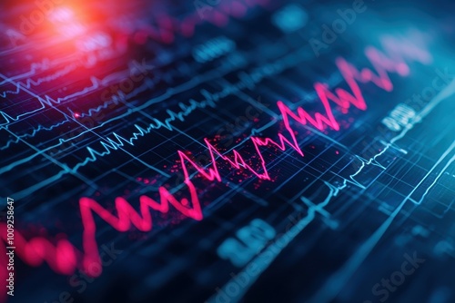 Close-up of a monitor displaying a  heartbeat pattern.
