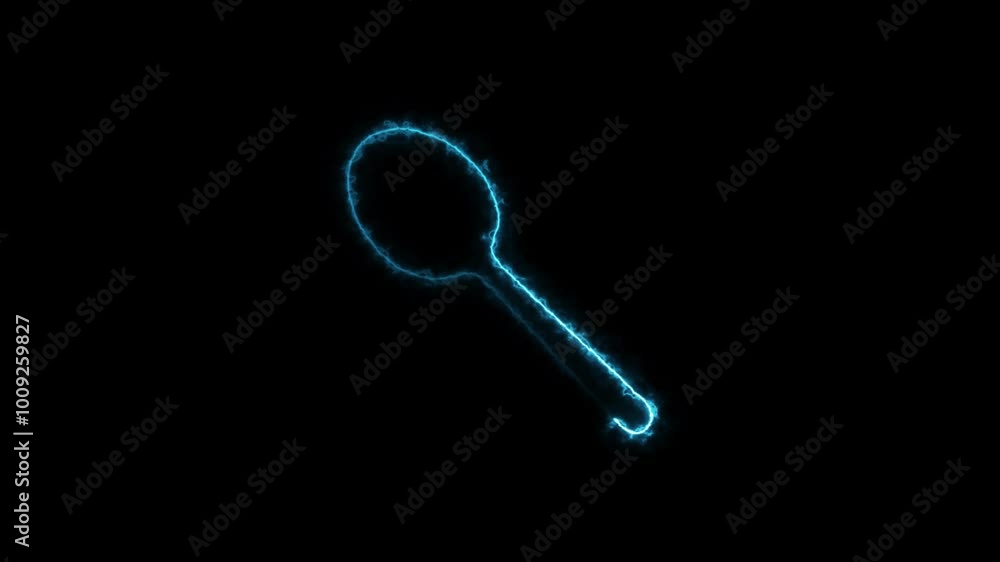 Glowing neon line Spoon icon animation. Cooking utensil. Cutlery sign concept. Glowing neon line Spoon icon animation. Cooking utensil. Cutlery sign concept.