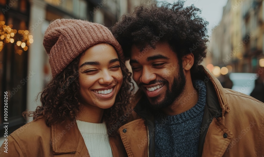 Affectionate couple enjoying a romantic urban stroll, Generative AI Affectionate couple enjoying a romantic urban stroll, Generative AI