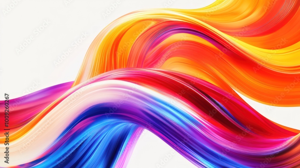 Naklejka premium Abstract colorful wavy lines on a white background.