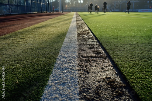 Wallpaper Mural Soccer Field Line with Shadows at Sunset Torontodigital.ca