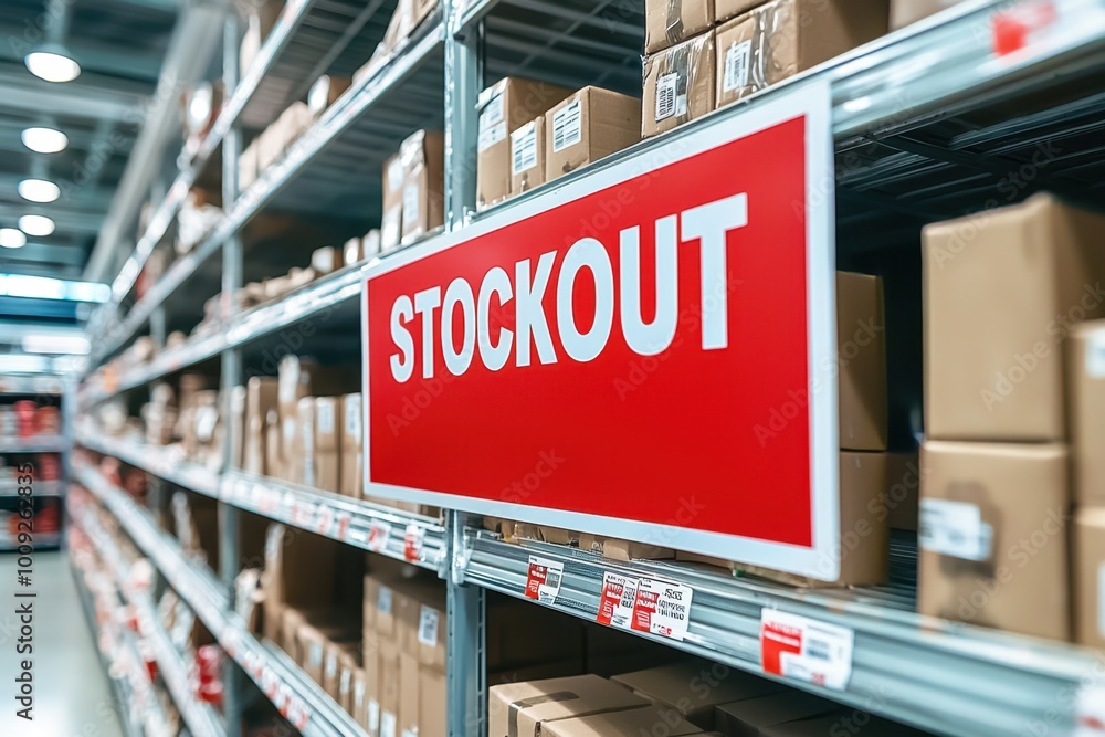 Fototapeta premium Stockout sign in a retail store aisle