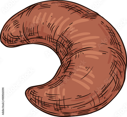 Kifle sketch. Curved traditional yeast bread roll