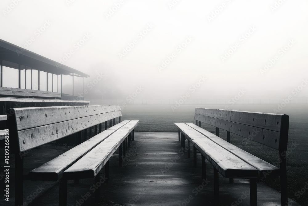 Obraz premium Fog-Enveloped Empty Bleachers