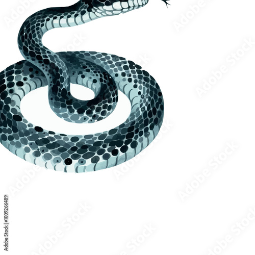 Wallpaper Mural Snake Watercolor Illustration on White Background Torontodigital.ca