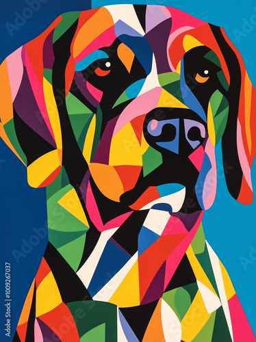  Labrador dogs patterns on paper, showcasing vibrant color schemes and sharp lines. 
