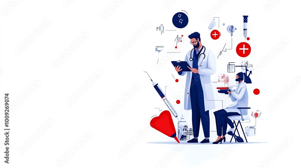 A doctor performing a checkup clipart, medical consultation, vector illustration, simple style, isolated on white background A doctor performing a checkup clipart, medical consultation, vector illustration, simple style, isolated on white background