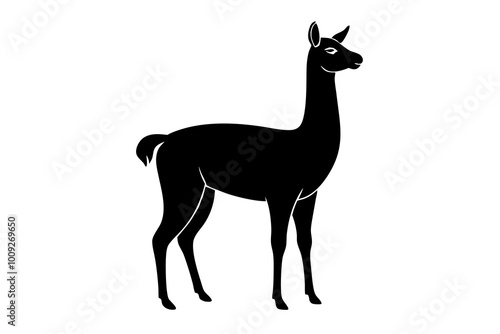 Llama Silhouette with Graceful Neck and Short Ears