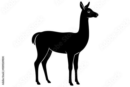 Llama Silhouette with Graceful Neck and Short Ears