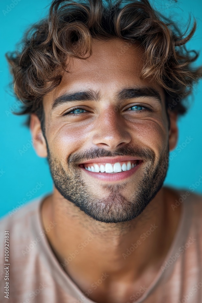 Cheerful gay man smiling in a studio, Generative AI Cheerful gay man smiling in a studio, Generative AI