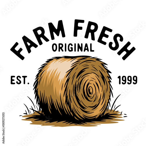 Illustration of a hay bale with a swirling. Perfect for agricultural themes, farming, or countryside designs.