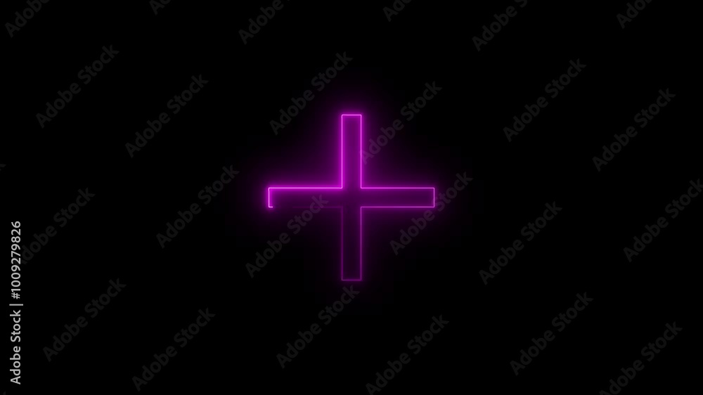 Neon Letter Text Business plus Icon Animation on Black Background video. Medical symbol of emergency help. Plus sign, great design for any purposes. Neon Letter Text Business plus Icon Animation on Black Background video. Medical symbol of emergency help. Plus sign, great design for any purposes.