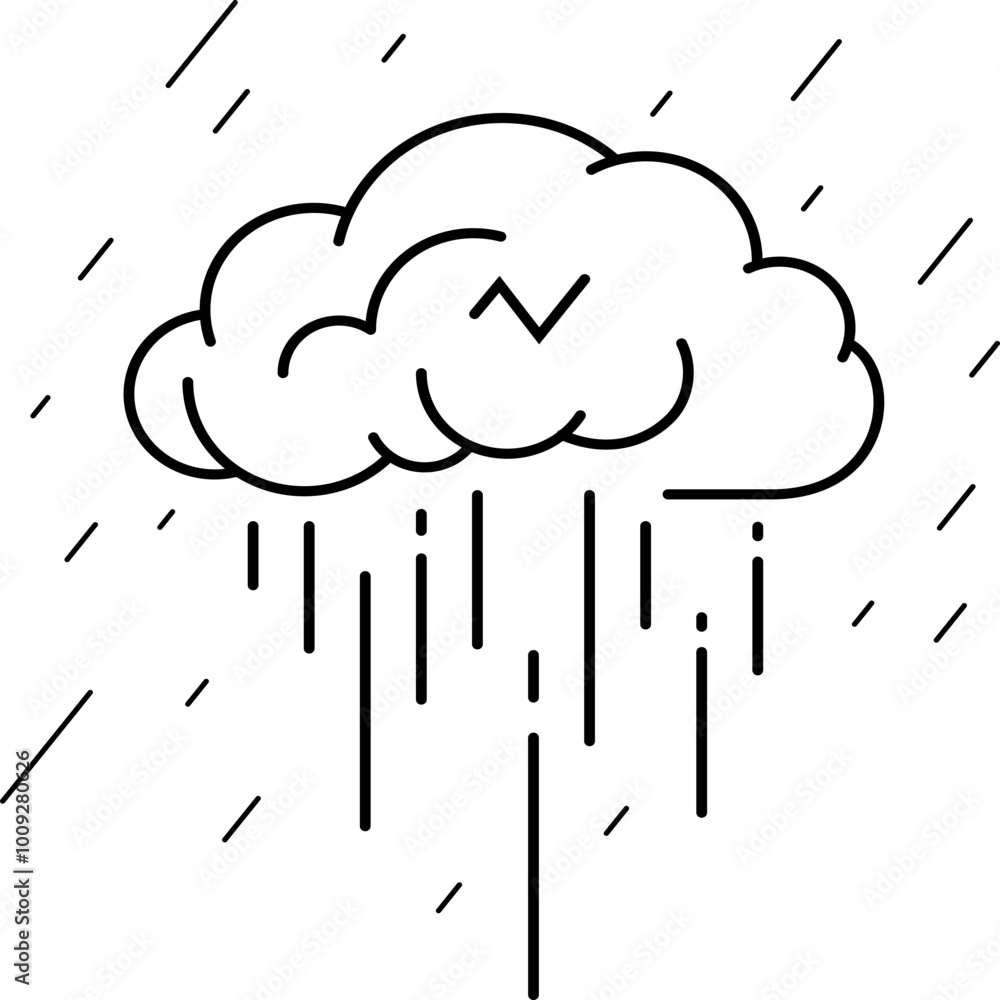 Thunderstorm. Vector outline icon. Thunderstorm. Vector outline icon.