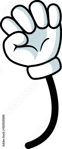 White glove fist hand. Vintage cartoon arm
