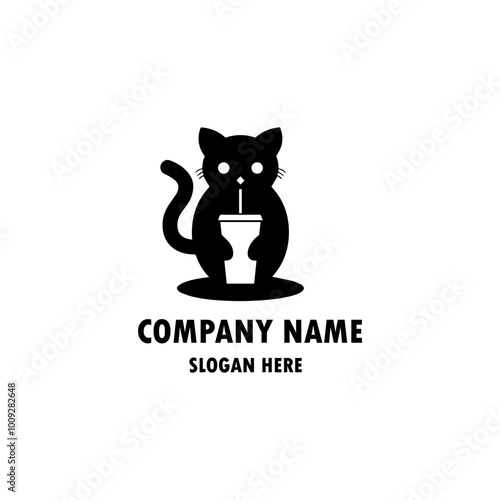 Playful cat cafe logos blend feline charm with coffee culture, creating inviting and memorable branding for a unique culinary experience