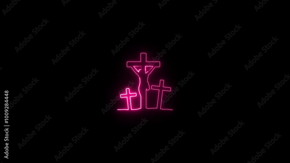 Jesus christian crucified on cross Sign neon style. jesus christ cross icon neon style. Jesus christian crucified on cross Sign neon style. jesus christ cross icon neon style.