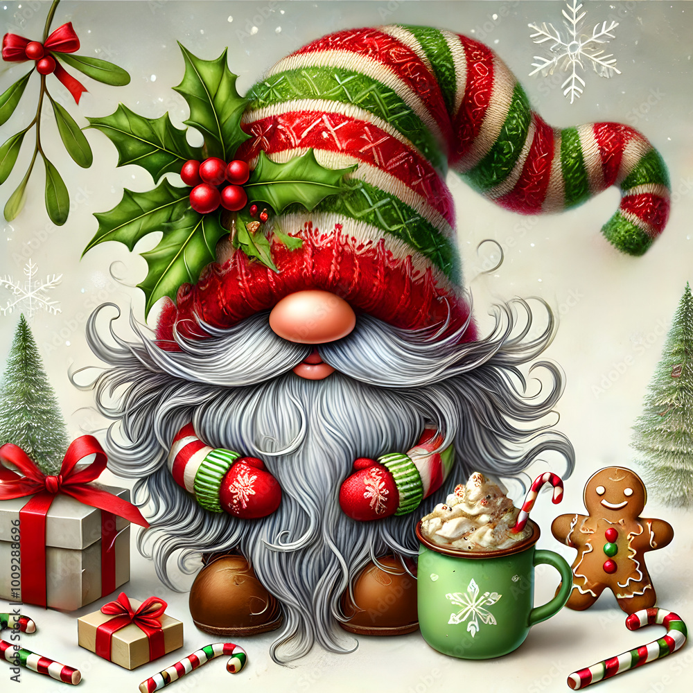 Winter Gnome Illustration, Christmas, Holidays Winter Gnome Illustration, Christmas, Holidays