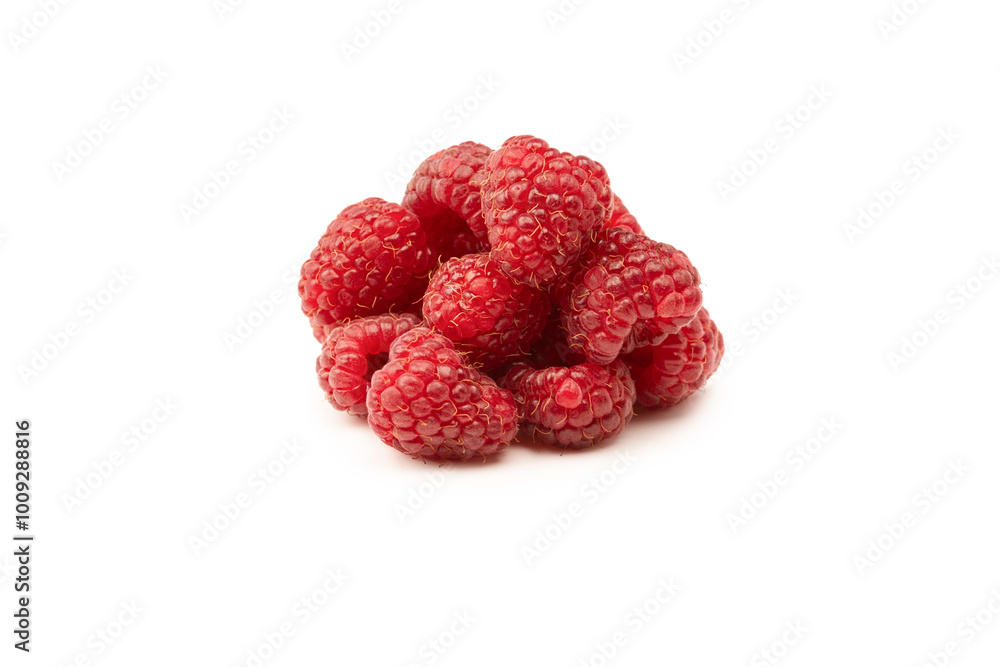 Tasty fresh raspberry isolated on a white background. Top view.