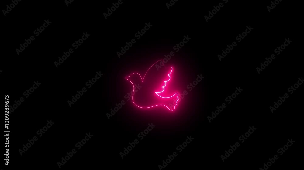 Glowing neon line Bird concept represented by dove icon.Pigeon neon sign, modern glowing banner design, colorful modern design trends Glowing neon line Bird concept represented by dove icon.Pigeon neon sign, modern glowing banner design, colorful modern design trends