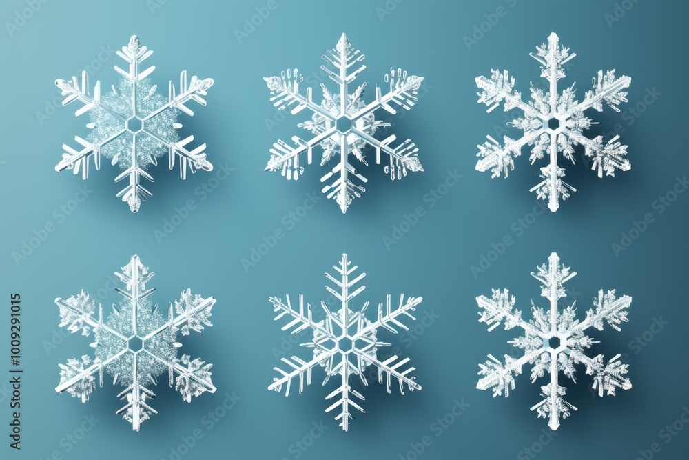 Delicate snow crystals beautifully isolated snowflakes and ice crystals in soft hues Delicate snow crystals beautifully isolated snowflakes and ice crystals in soft hues
