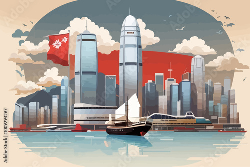 Hong Kong illustration cartoon deco art