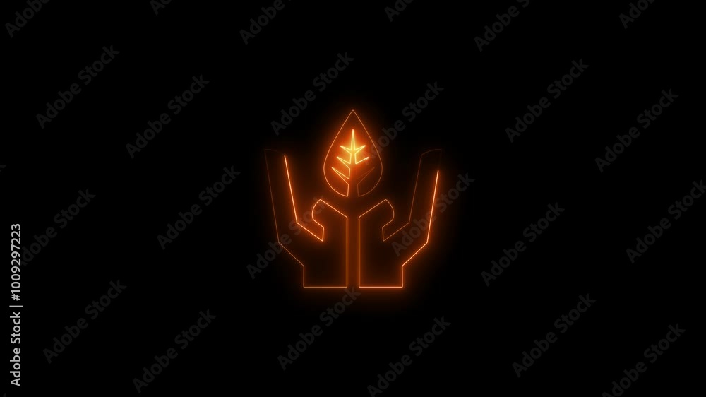 Glowing neon Hand hold a leaf of the plant icon. Care nature. Leaf shoots with environmental protection Planting sapling. Ecology concept. Glowing neon Hand hold a leaf of the plant icon. Care nature. Leaf shoots with environmental protection Planting sapling. Ecology concept.