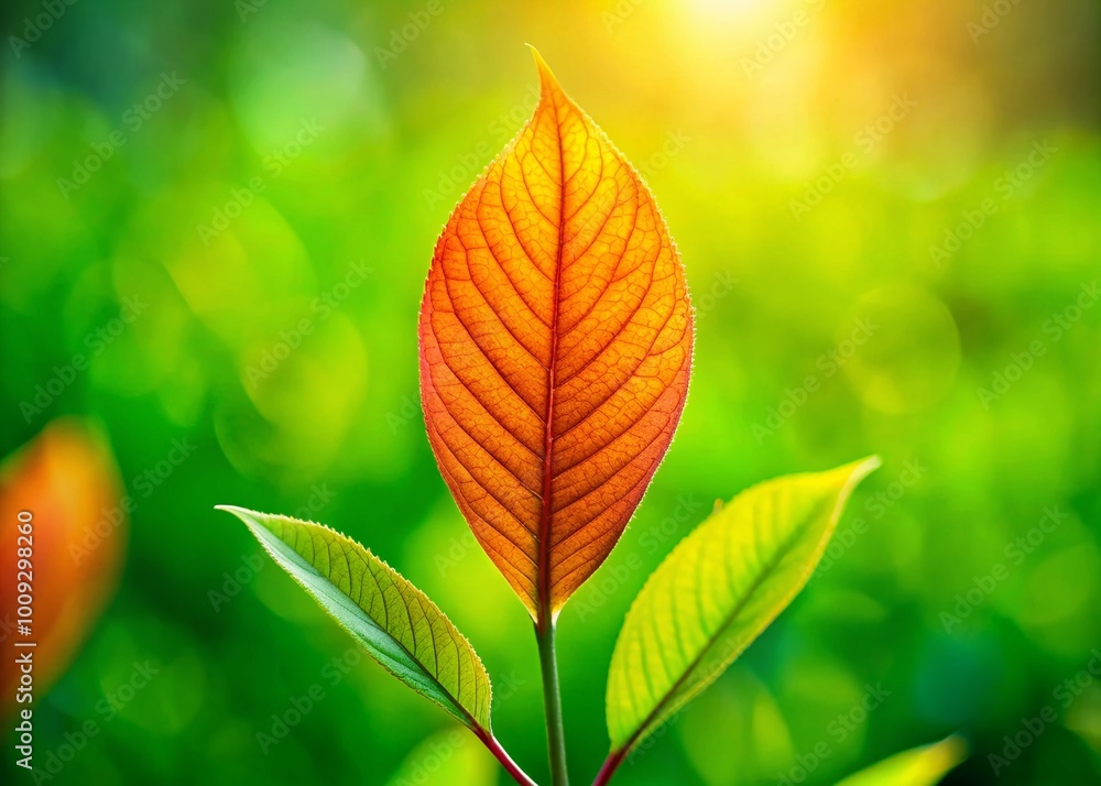 Fresh Young Leaf Against a Bright Green Background Symbolizing Nature's Vibrancy and Renewal Fresh Young Leaf Against a Bright Green Background Symbolizing Nature's Vibrancy and Renewal