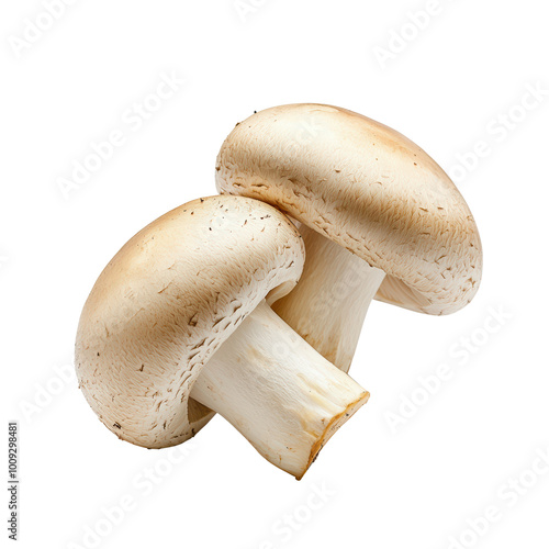 Fresh white mushrooms on a transparent background