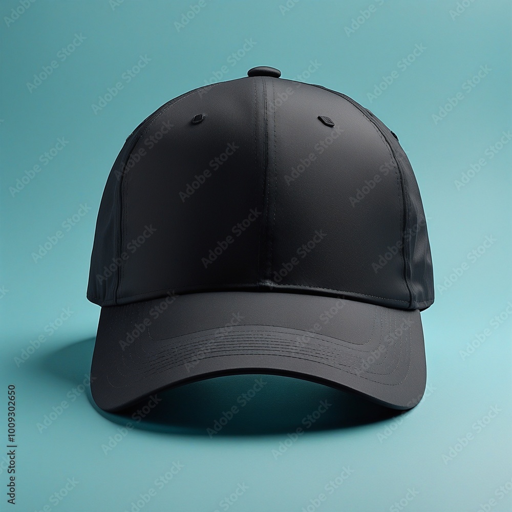 A blank black baseball cap hat mockup front copy space to place advertise custom logo design A blank black baseball cap hat mockup front copy space to place advertise custom logo design