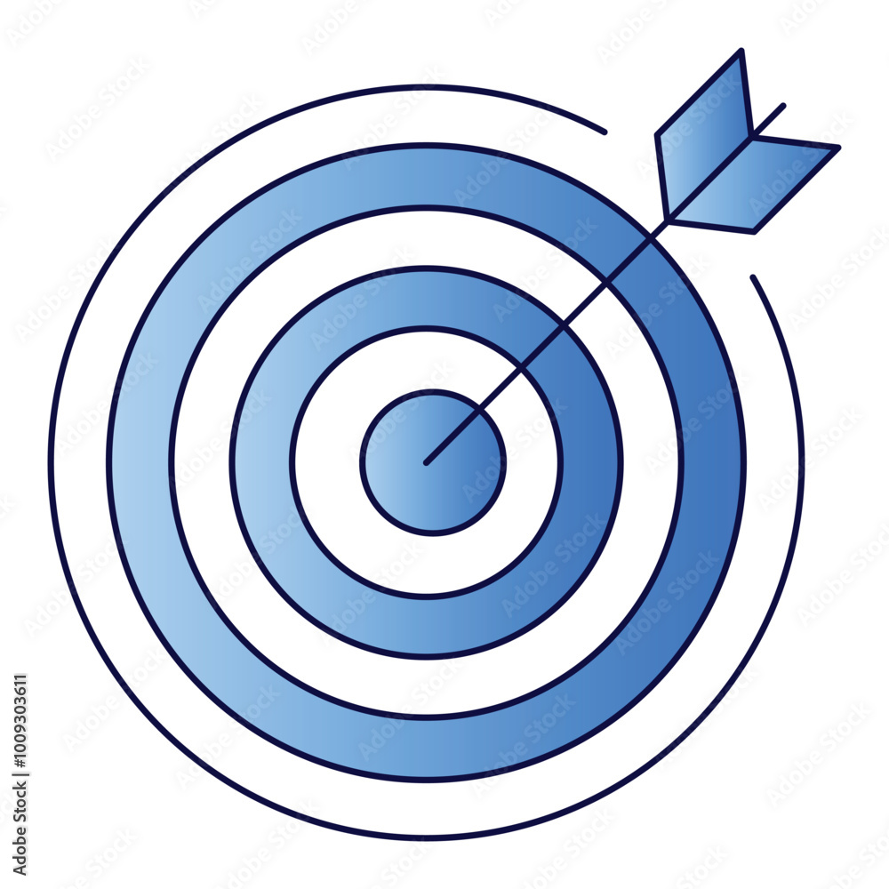 Target Achievement vector icon, bullseye and dart icon, goal setting and success illustration Target Achievement vector icon, bullseye and dart icon, goal setting and success illustration