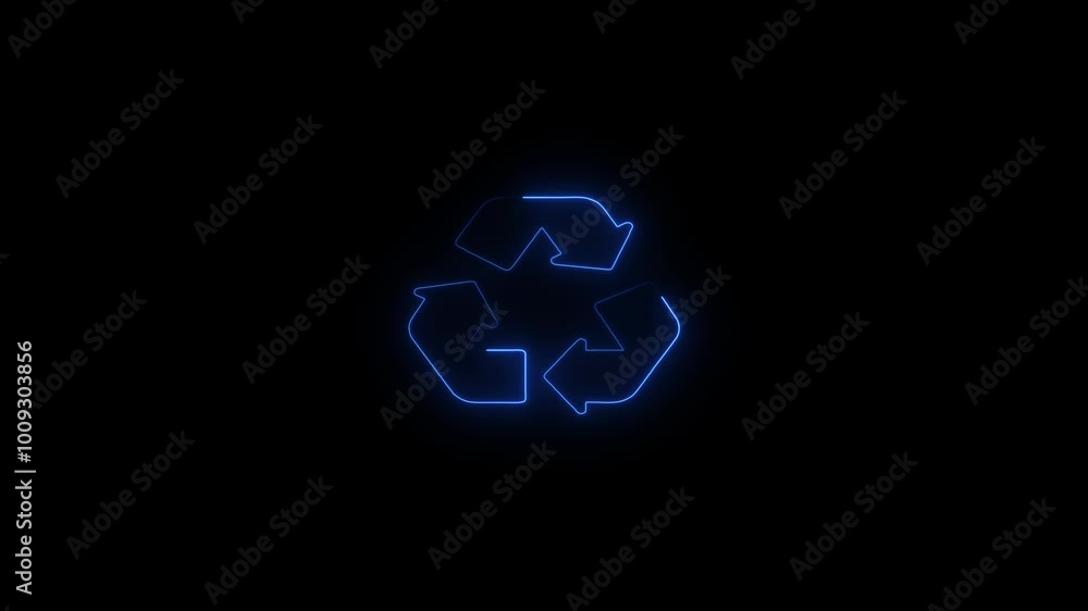 Glowing neon line Recycle symbol icon isolated on dark background. Circular arrow icon. Environment recyclable go green. Vector Illustration Glowing neon line Recycle symbol icon isolated on dark background. Circular arrow icon. Environment recyclable go green. Vector Illustration
