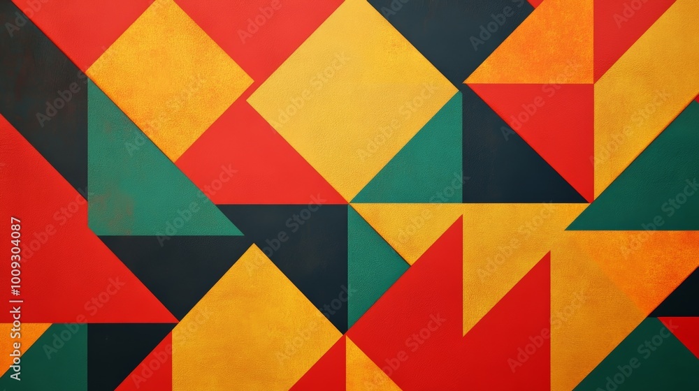 Mid-Century Modern Geometric Pattern with Abstract Shapes in Bold Colors
