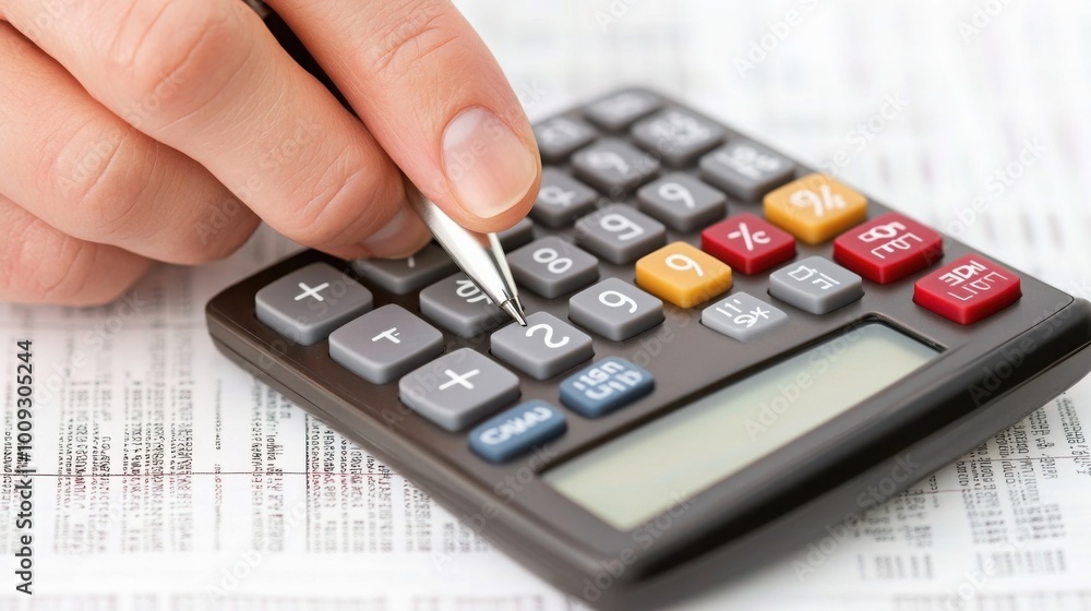 Hand Using Calculator for Financial Analysis Hand Using Calculator for Financial Analysis