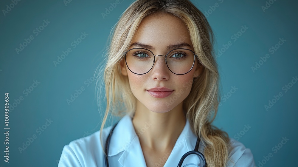Confident Female Doctor in Glasses Confident Female Doctor in Glasses