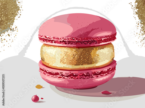 Rose flavored macarons dusted with edible gold