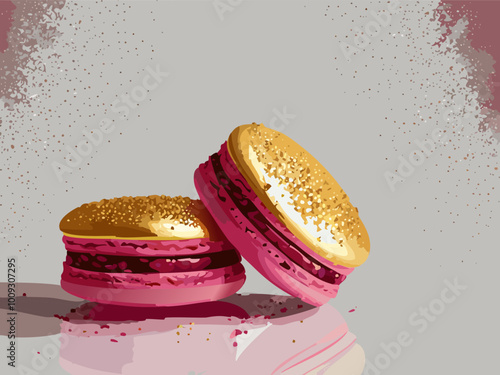 Rose flavored macarons dusted with edible gold