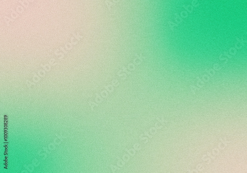 Grainy noisy background, abstract color gradient shape, glowing green and light cream color noise texture banner design