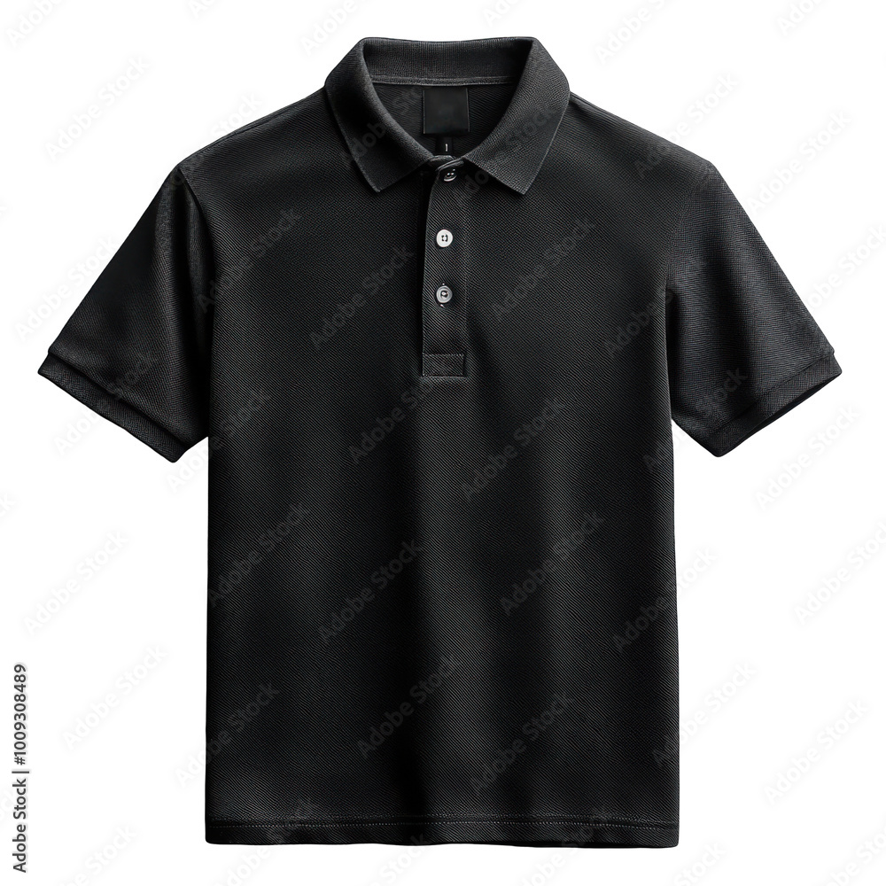 Black polo shirt with collar design on transparent background Black polo shirt with collar design on transparent background