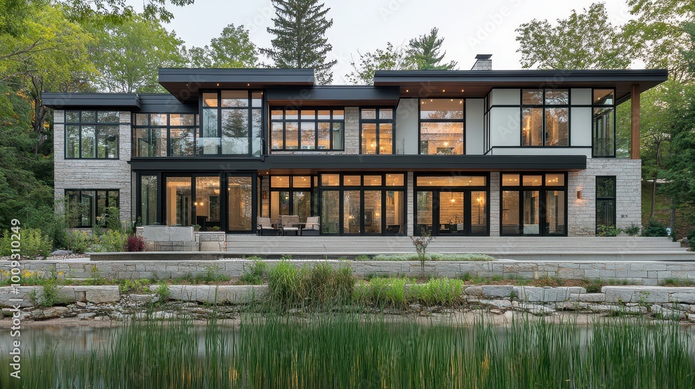 Serene Lakefront Retreat: A Harmonious Blend of Nature and Modern Design Serene Lakefront Retreat: A Harmonious Blend of Nature and Modern Design