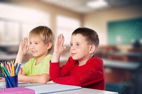 Education concept, group of children study in classroom