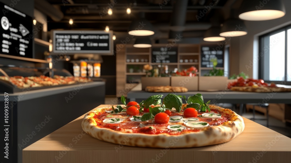 Delicious Pizza with Fresh Basil and Tomatoes Delicious Pizza with Fresh Basil and Tomatoes