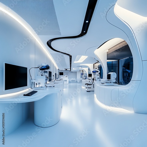 A futuristic clinic with AIpowered diagnostics and virtual patient interactions, smart healthcare, AI in medicine photo