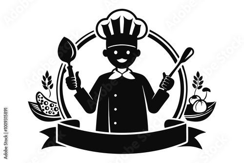 happy cooking sticker vector silhouette icon black G.eps