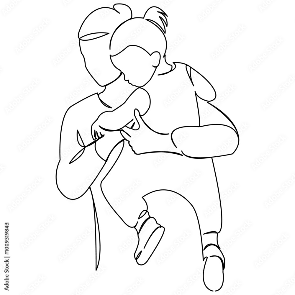 One continuous single drawing line art doodle mother, girl, child, family, mom, love, motherhood. Isolated flat illustration hand draw contour on a white background
One continuous single drawing line art doodle mother, girl, child, family, mom, love, motherhood. Isolated flat illustration hand draw contour on a white background