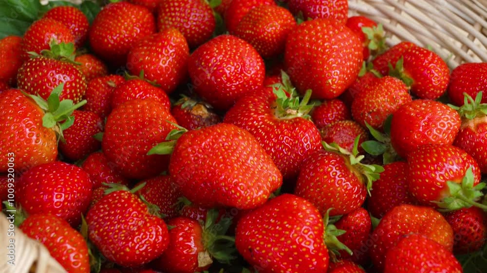 A close up of many fresh ripe red strawberries fruit. Person picking strawberries A close up of many fresh ripe red strawberries fruit. Person picking strawberries