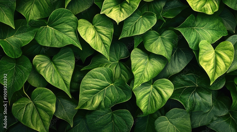 A detailed view of a cluster of green leaves A detailed view of a cluster of green leaves